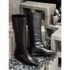 Square-headed knight boots women's tall boots autumn and winter new fashionable retro sleeves but knee boots women's straight boots