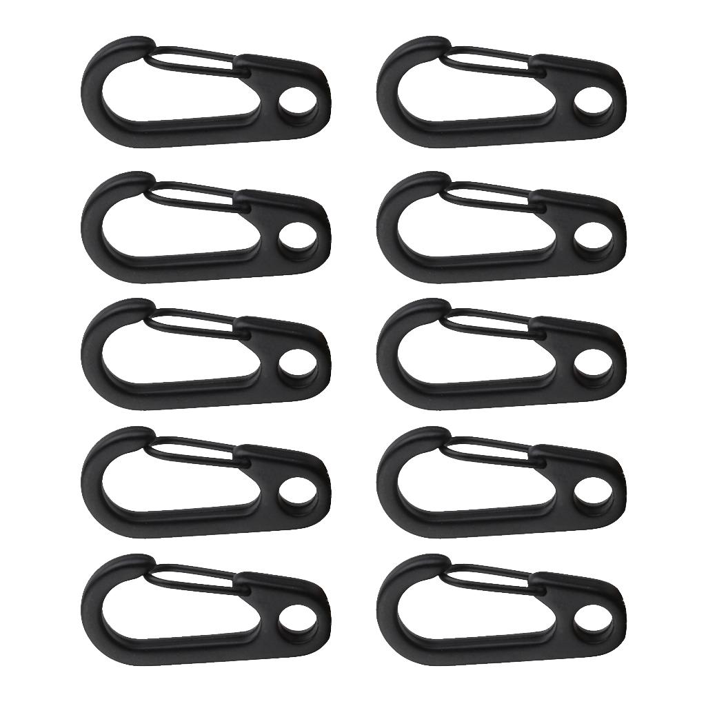 10Pcs Black Alloy Keychain Snap Buckle Carabiner Camping Hiking Spring Hooks