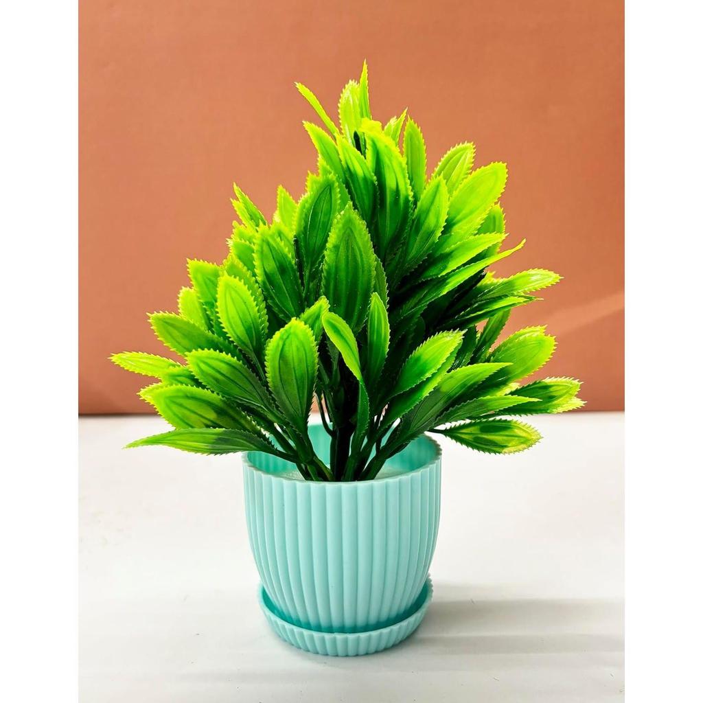 6 Stück Kleine Kunstpflanzen, Mini Künstliche Pflanzen Indoor für Zuhause Bauernhaus Badezimmer Regal Deko (Hellblau, Höhe : 17CM)