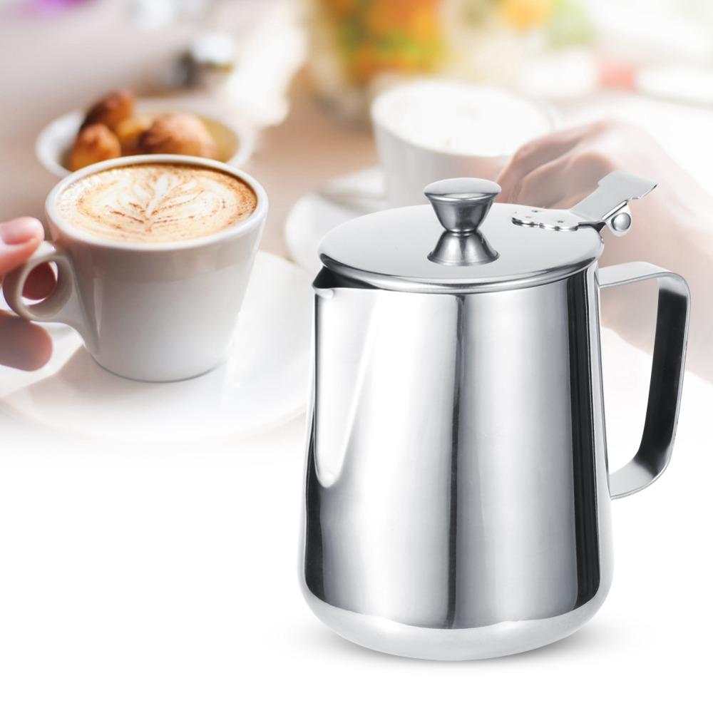 Con Coperchio Tazza per Montare il Latte Acciaio Inossidabile Tazza per Latte Art Caraffa per Vapore Caraffa per Vapore Caffè Casalingo