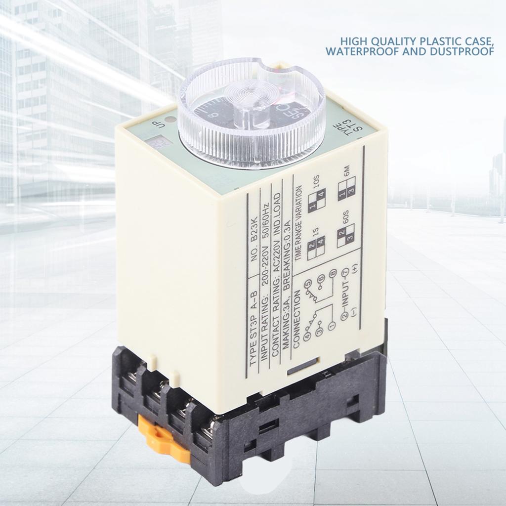 ST3PA-B 0-10S Einschaltverzögerungs-Zeitrelais Drehknopfsteuerung Zeitrelais mit Sockel AC 220V