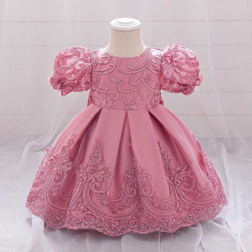 2026 New Girls' Lace Embroidered Princess Ball Gown Wedding Dress for Performances