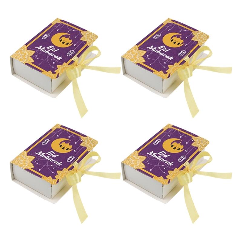 50Pieces Book Shape Eid Candy Boxes 5x3.5x1.5Inch Party Treat Boxes Candy Cookie Bags For Candies And Cookie Packaging