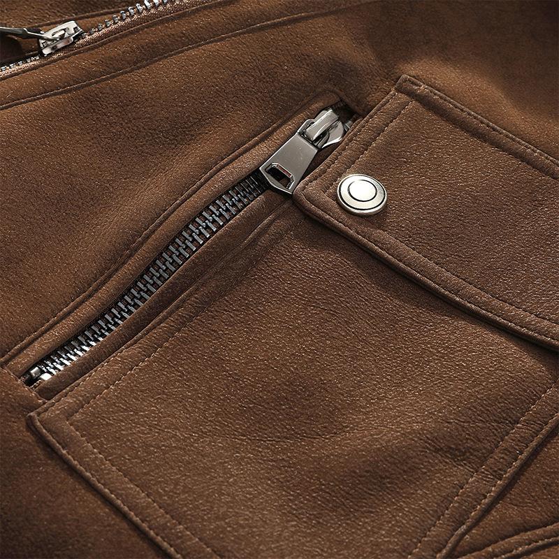 Herren Plus Size Leder- und Pelz-Reversjacke - Herbst/Winter Kollektion