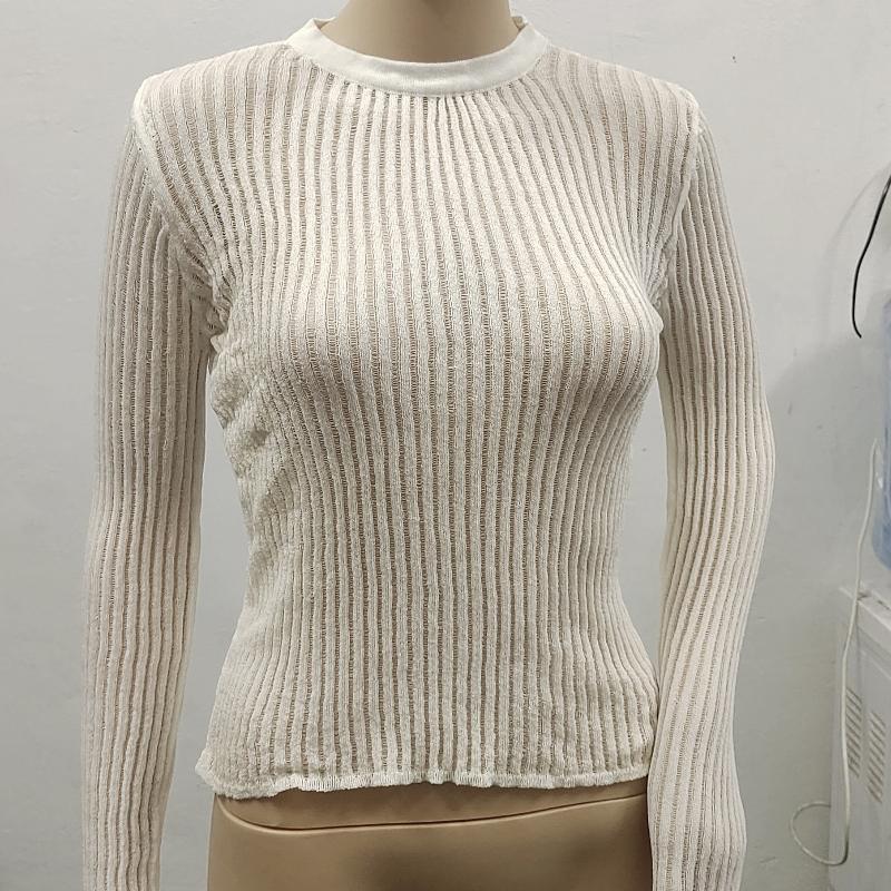 

Весна Лето Длинный рукав Круглый вырез Тонкий Дышащий Трикотаж Пляжная одежда L белый