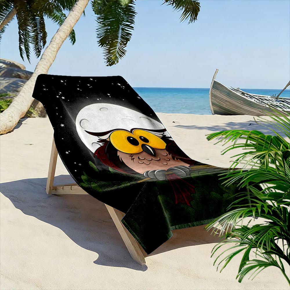 Bright-eyed owl silhouette Print beach towel, quick drying, suitable for travel, outdoor sports, jogging, the beach and swimming, gift