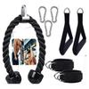 Fitness Pull Rope Set 2 Exercise Handles 3 Carabiner Clips Tricep Pull Down Rope Cable Machine Attachments for Gym Black