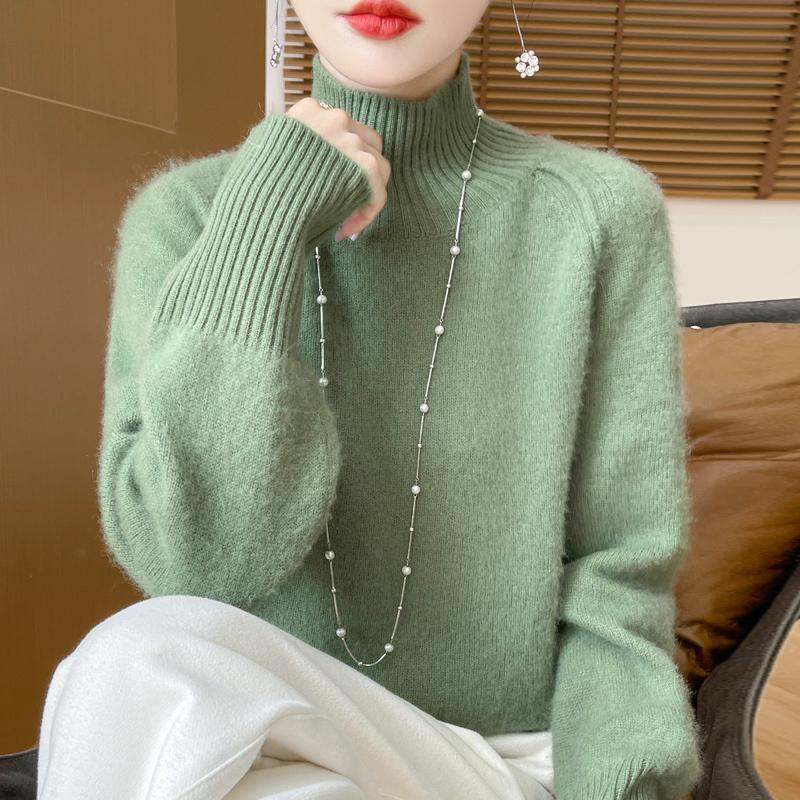 Women's Cashmere Sweater Qinghe Cashmere 30% Cashmere 70% Wool Warm and Fashionable All-match Autumn and Winter