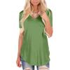 Women's Loose Comfortable Casual And Fashionable V-neck Knitted Solid Color Top Short Sleeved T-shirt