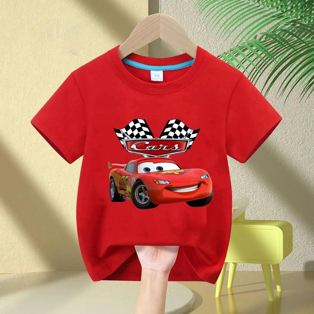 Nové Dětské Tričko z Čisté Bavlny, Cars 2026 Letní Chlapecké Tričko, Blesk McQueen, Krátký Rukáv, Unisex, Dětské Univerzální Tílko