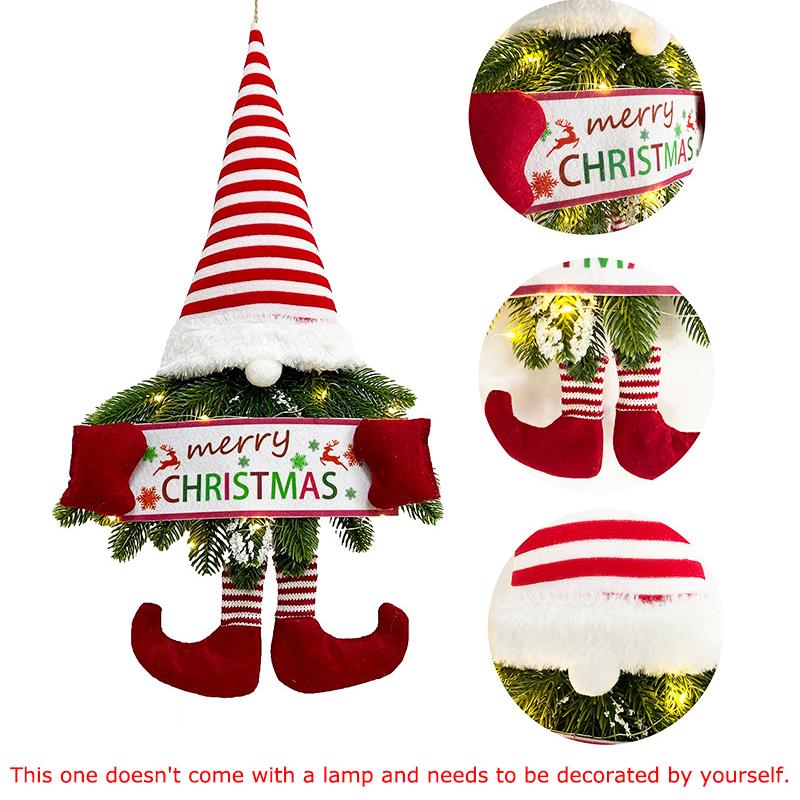 Christmas Wall Hanging Home Decoration Wreath Christmas Ornaments Santa Claus Theme Exquisite Christmas Decoration Gift 50x30x3cm