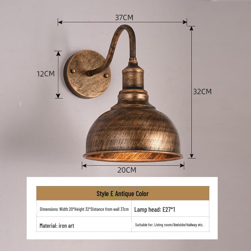 Retro Industrial Outdoor Wall Lamp - Iron Art for Hallway, Corridor, Balcony, or Restaurant