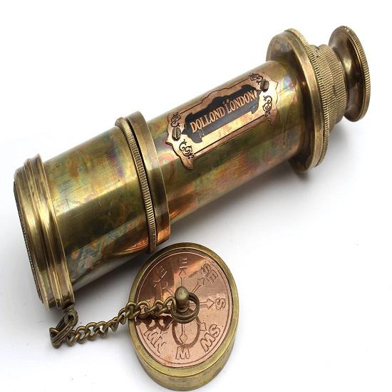 Spyglass Telescope Replica  Nautical Brass Spyglass with Leather Box Pirate Telescope Gift for Mariners Collectors