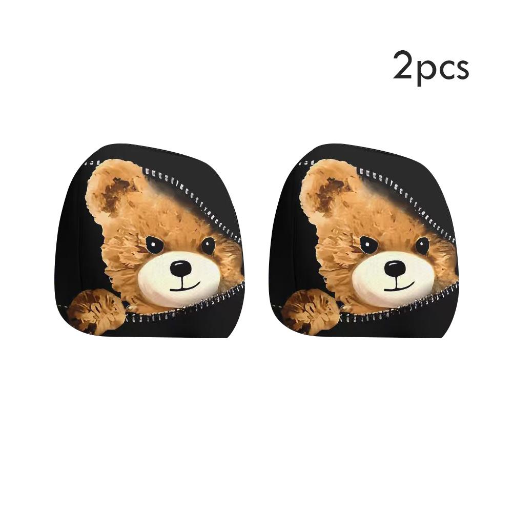 Универсальные Чехлы на Подголовник Автомобиля для Кошек 2 шт. Растягивающиеся Забавные Медведь Собака Чехол на Подголовник Эластичная Наволочка на Подголовник Автомобиля Декор Салона Автомобиля