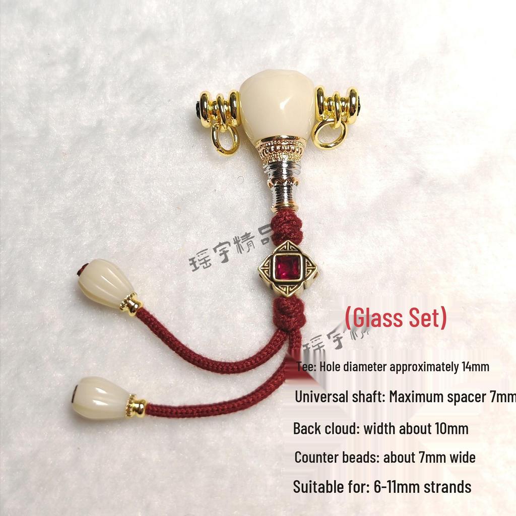 Sherpa Glass Buddhist Beads DIY Set with Nanhong Amber Accessories