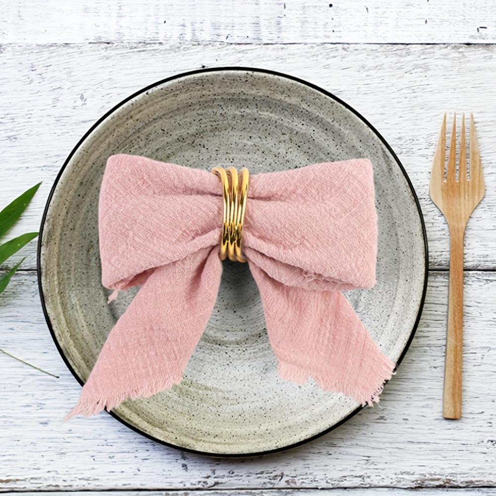 6PCS Rustic Style Burr Edge Cotton Napkin Retro Gauze Tea Towel Classic Raw Edge Cloth Napkin  Party