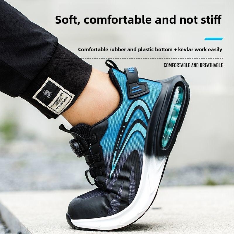 Men's Safety Shoes Steel Toe Soled Male Sneaker Air Cushion Breathable Working Shoes with Protection Anti Smashing Anti Stabbing
