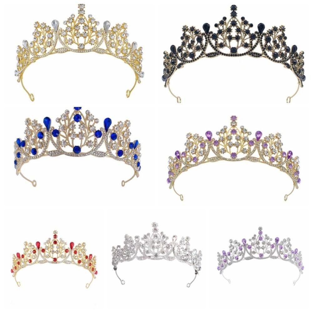 Shiny Princess Tiara Metal Rhinestone Crown Elegant Baroque Crown Bridal