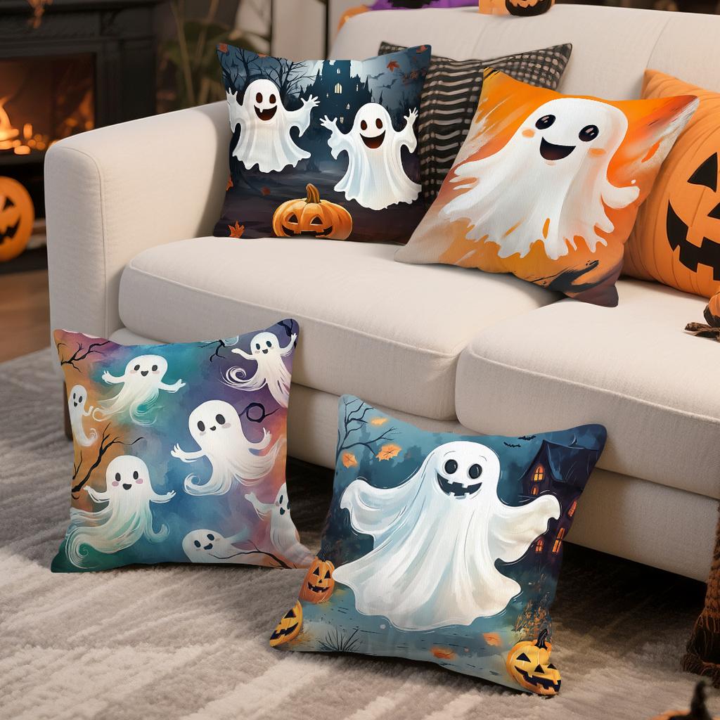 Halloween Ghost Cushion Pillowcase Printed Polyester 45X45Cm Throw Pillowcover Decorative Sofa Cushion Pillowslip Home Decor