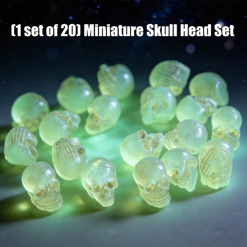 Halloween Mini Resin Skull Set 20 Piece for Terrarium Plant Pot Display and Table Scene Styling for Indoor Use