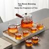 TEAHUE Glass Tea Pot with Side Handle, Tea Infuser Set with Separation, Glass Tea Set with Heating Functio