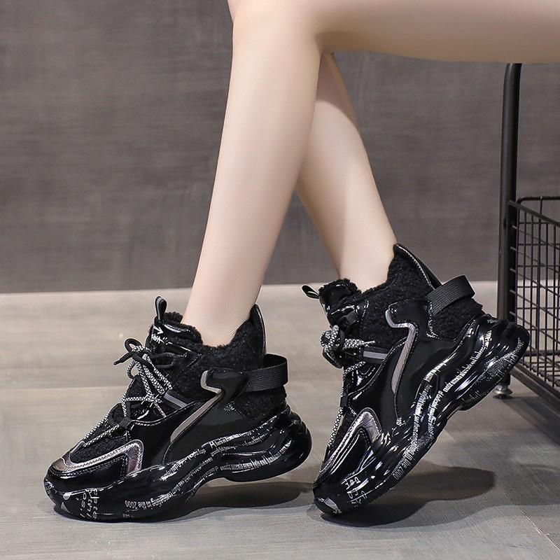 Fashion Black Basketball Gym Sports Athletic Women's Shoes Female Footwear Round Toe High On Platform Sneakers Stylish Promotion