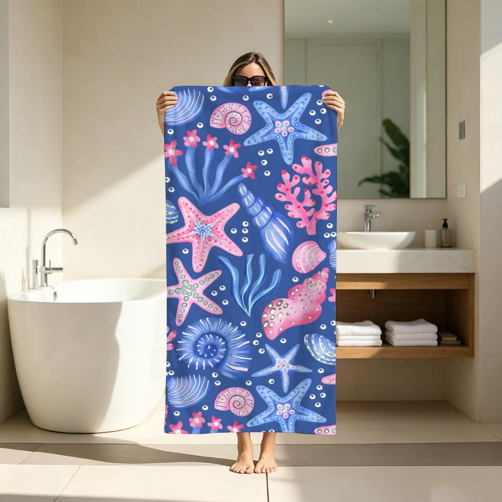 Kawaii Cartoon marine life pattern Towel ultra-fine fiber quick drying absorbent bath towel, outdoor swimming sports towel