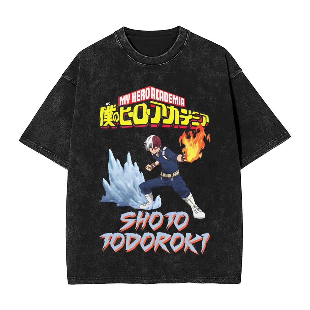 My Hero Academia Aizawa Shouta Anime Design Washed T Shirts Hip Hop Vintage T-Shirt Boku Tees Tops 100% Cotton Harajuku Unisex