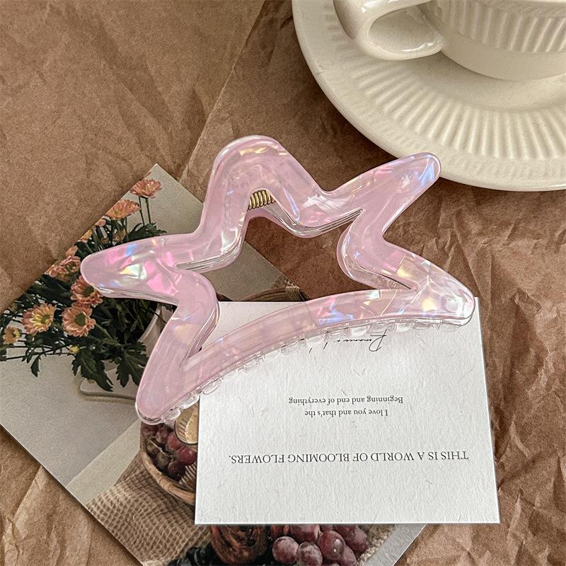 Lucky Star Iridescent PVC Star Cutout Hair Claw - Large High-End Updo Clip