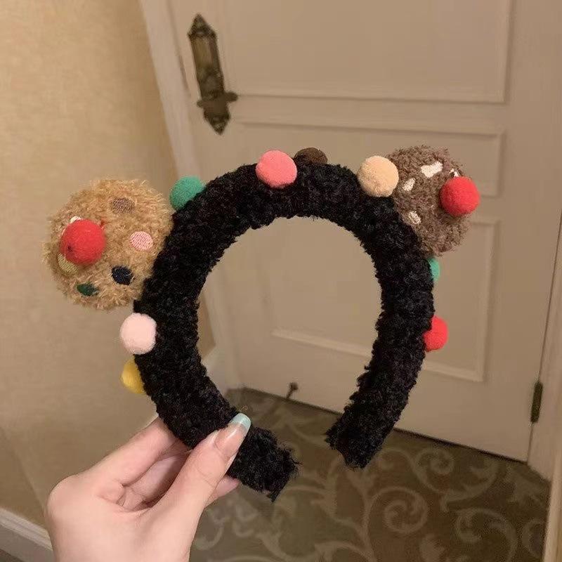 Autumn/Winter Cookie Face Washing Headband - Cute and Quirky Plush Hair Accessory for Kids