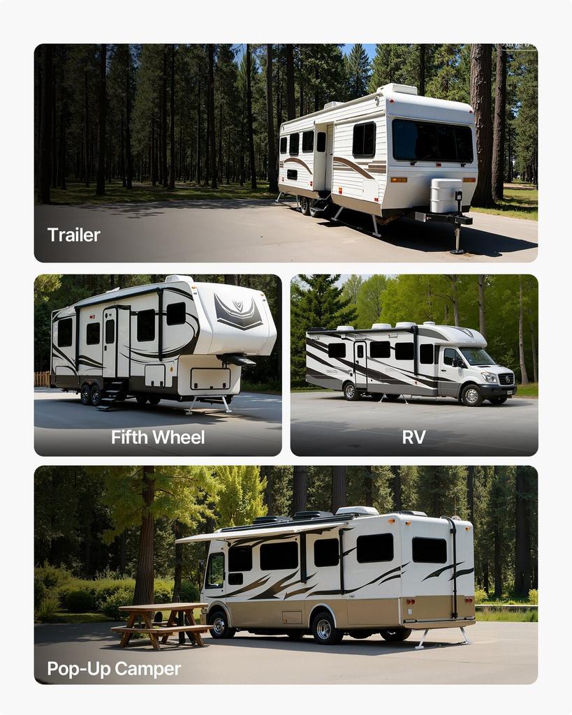 Estabilizador Universal para RV, Estabilizador de Parachoques para RV para Remolques, Autocaravanas, Fifth Wheel, Diseño Plegable Compacto para Fácil Almacenamiento, Altura Ajustable desde