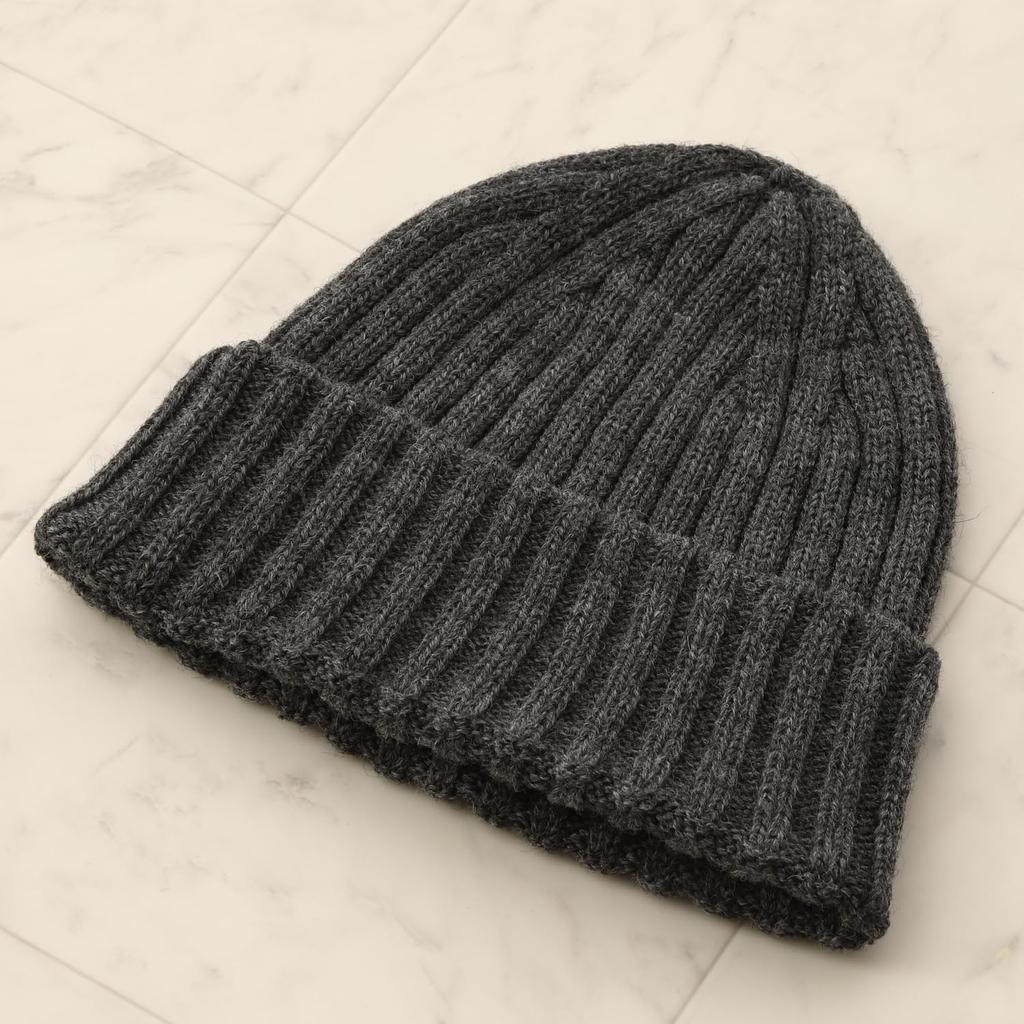 [Branze] Men's knitted hat, 100% wool, made in Japan, whole garment, cold weather beanie (Free Size, gray)