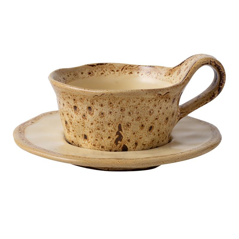 Maillard Coffee Cup Household Retro Kiln Change Cup Saucer Personalized Cafe British Design Cup Commercial French