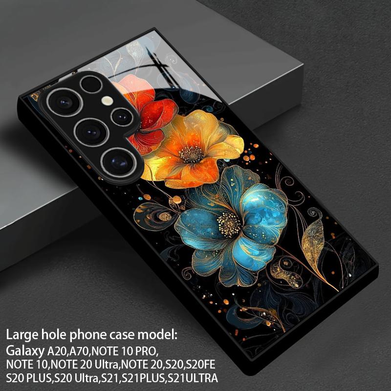 Sakura Color Pattern 2D Phone Case Suitable for Samsung S26 S25 S24 S23 S22 S21 S20 A56 A36 A16 Black Glass Protective Cover