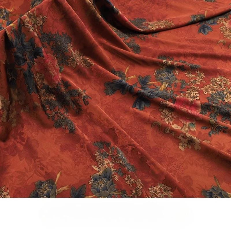 Chinese-style Imitation Silk Cloud Gauze High-end Fabric Soft Cotton Silk Printed Fabric DIY Cheongsam Dress Hanfu Clothing