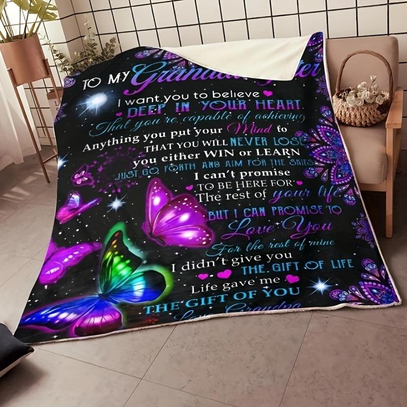Cozy Butterfly-Themed Flannel Throw Blanket - Perfect Grandpa to Granddaughter Gift, Soft & Warm for Couch, Bed, Office
