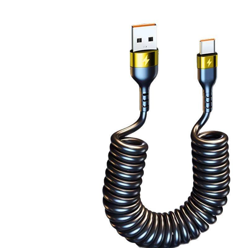 120W Spring Retractable Fast Charging Type-C Cable for Huawei Honor Car 6A