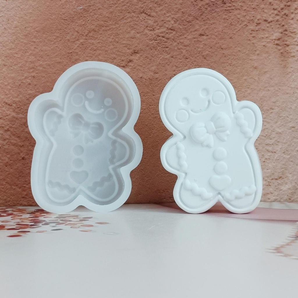 Christmas Gingerbread Man Silicone Molds DIY Cement Gypsum Mould Craft Supplies Christmas Decoration for Wax Soap Clay