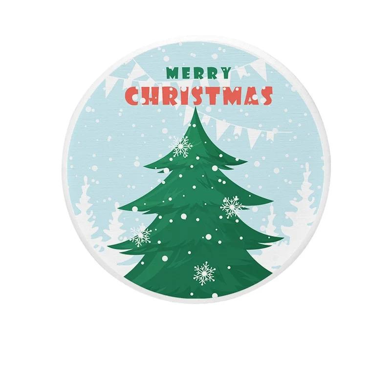 Christmas Diatomite Coasters High Value Creative Cartoon Snowman Heat Insulation Water Absorption Anti-scald Mats Home Coaster