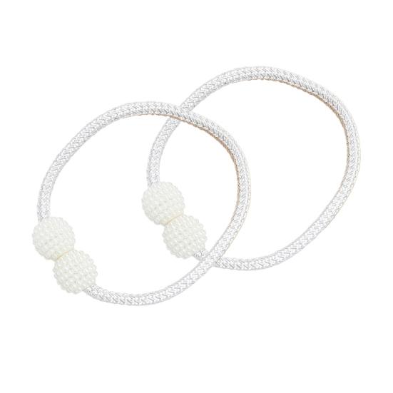 Umbra Studio 1 Pair Faux Pearl Curtain Tiebacks, Elegant Beaded Holdbacks, Woven Rope Decorative Drapery Holders for Living Room Bedroom Kitchen