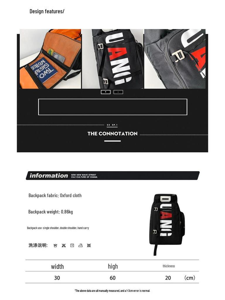 Large Capacity Ski & Snowboard Backpack with Wet/Dry Separation for Outdoor Travel and Sports Gear