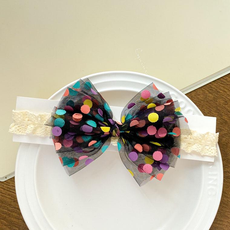 Baby Polka Dot Rainbow Bow Hairband: Comfortable Newborn Birthday Party Headwear чёрный