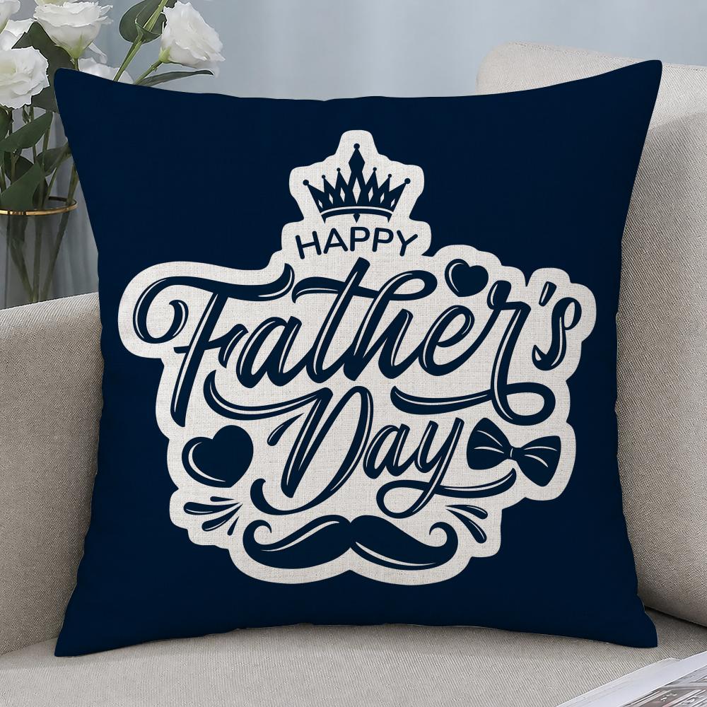 Holiday Fathers Day Cushion Cover Cushion Covers Natural Linen Breathable Sofa Bedroom Decor Pillowcase
