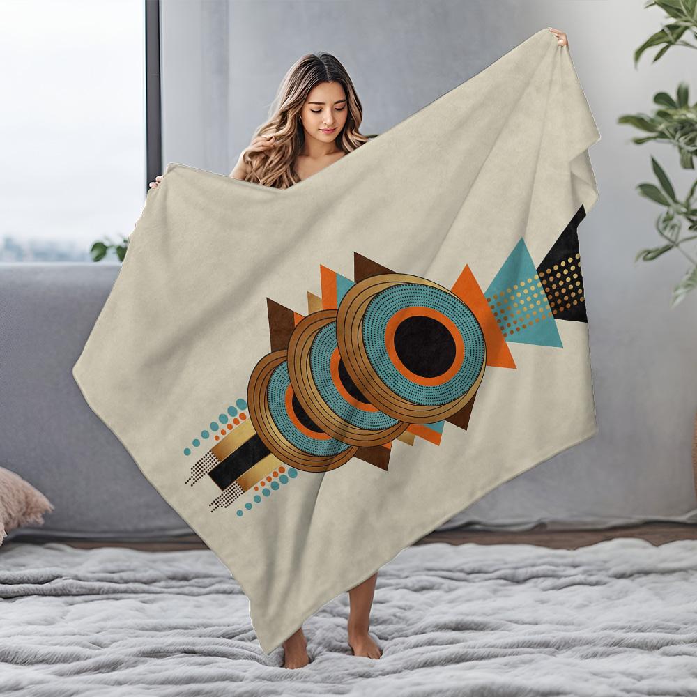Geometric Pattern Throw Blanket Abstract Colorful Design Sofa Bed Decorative Throw Blanket for Living Room Bedroom