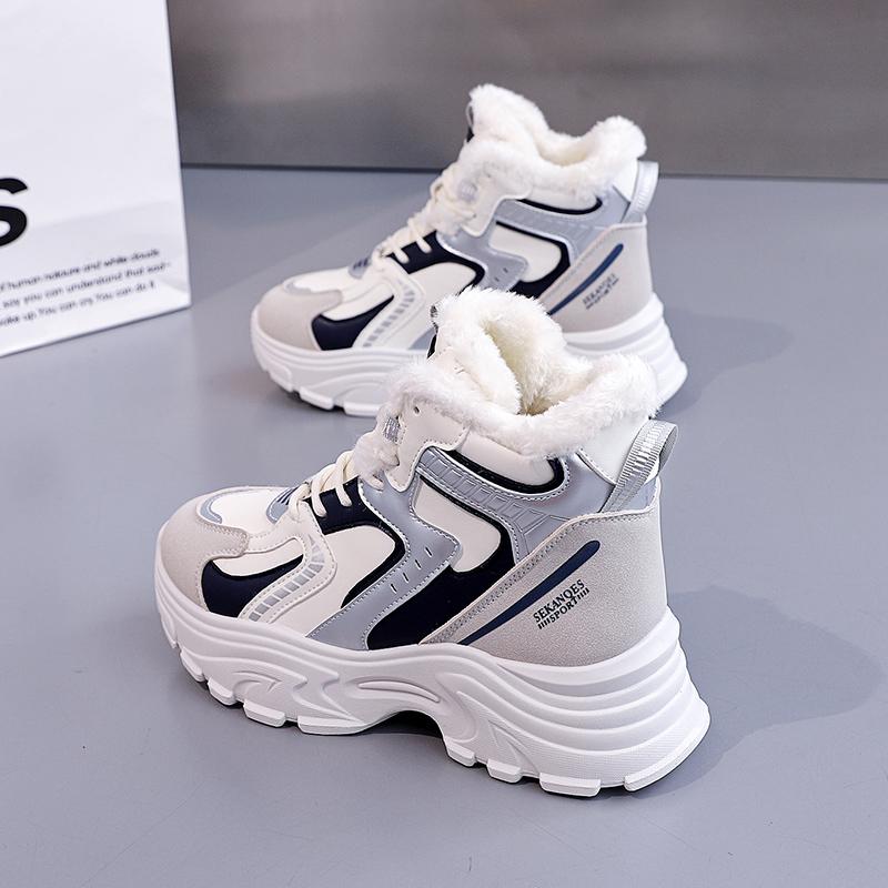TUINANLE Winter Sneakers with Fur Shoes Woman Casual Sports Skateboard Trainers Women Comfort Warm Plush Athletic Shoes