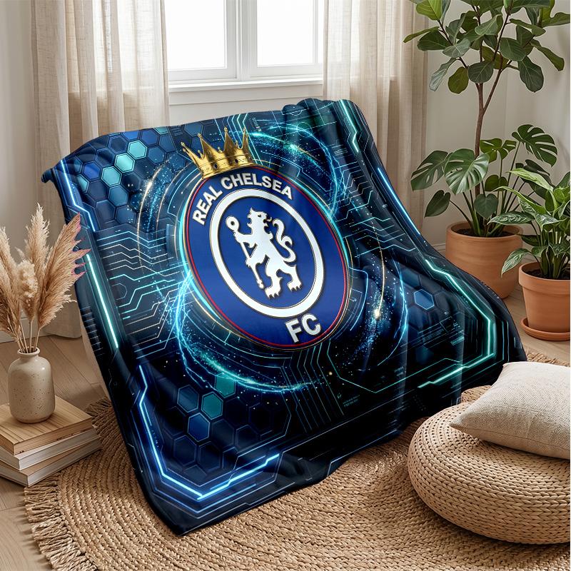 Chelsea FC Theme Blanket Soft Flannel Blanket Plush Throw Blanket Cozy Sofa Bed Blanket for Home Decor
