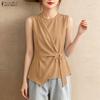 ZANZEA Women Casual Round Neck Solid Color Sleeveless Tank Tops