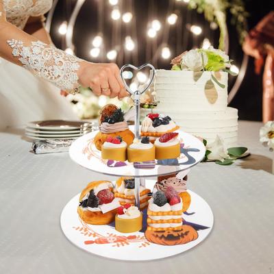 2 Tier Cupcake Dessert Stand, Fruits Snack Serving Tray, Plate Tiered Stand