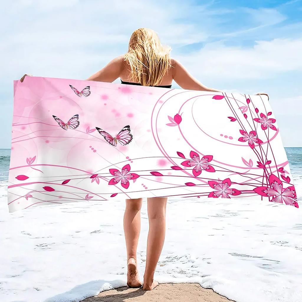 Microfiber Flowers Daisy Rose Beach Towel Blanket,Sand Proof Swimming Floral Flowers Bath Pool Towel for Travel Camping Sport