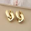 Oval Shape Gold Plating Earrings Copper Base U-Shaped Earrings Drop Earrings  Patchwork Design